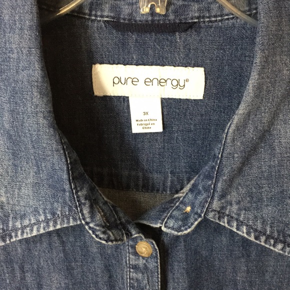 Pure Energy Plus Size Denim Button Front Shirt - Picture 4 of 9